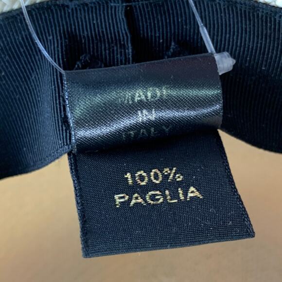 BORSALINO Size S Beige Black Straw Fedora - Picture 8 of 10